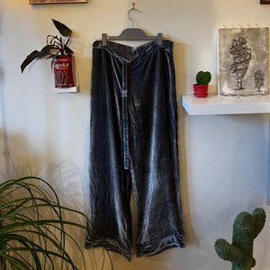 Reformation Silk Velvet Nolan Pant Blue Gray Size Small
